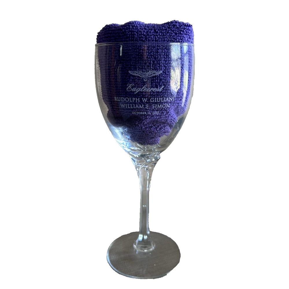 Rudy Giuliani William E Simon Souvenir Wine Glass 2002 Eaglecrest